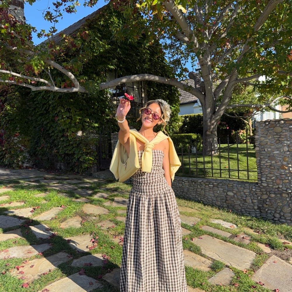 Peppermayo Gingham Black and White Midi Dress